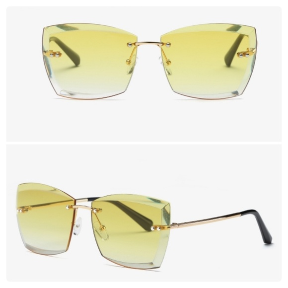 (LAST 1)⚘Yellow Square Rimless Sunglasses - Picture 2 of 8